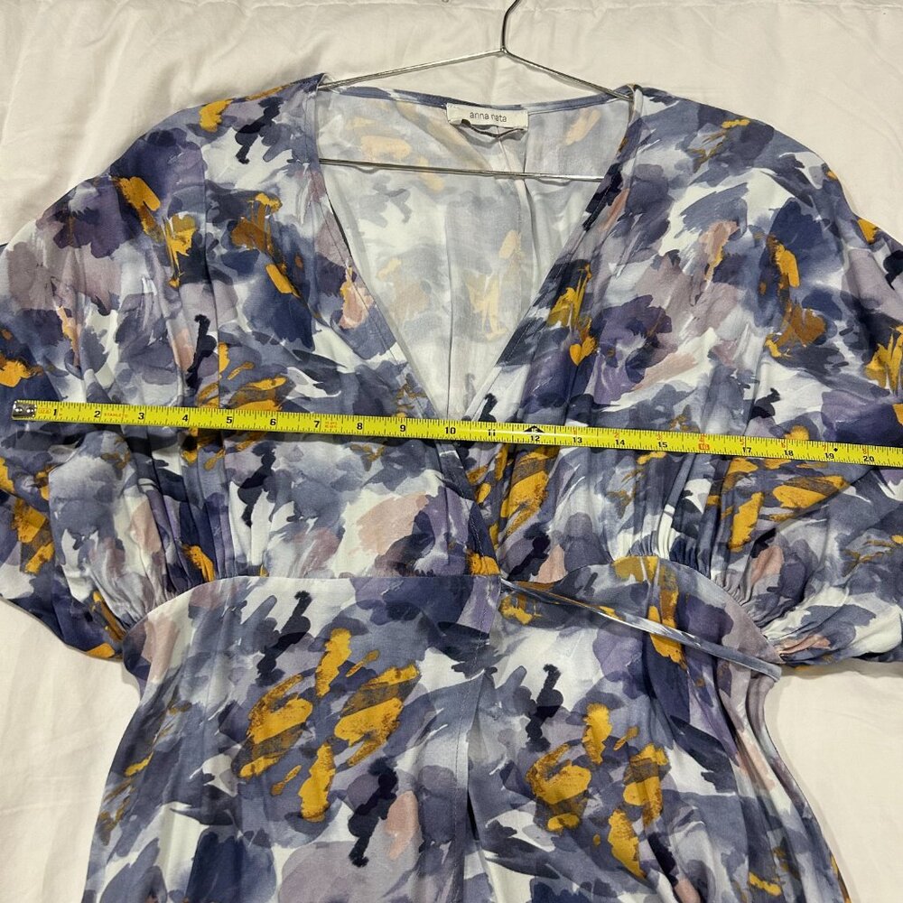 Floral Watercolor Wrap Mini Dress - Purple/Yellow - Picture 12 of 13